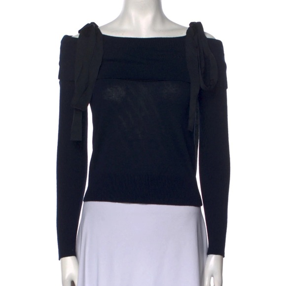 ADEAM | Shoulder Tie Black Sweater - Picture 1 of 5